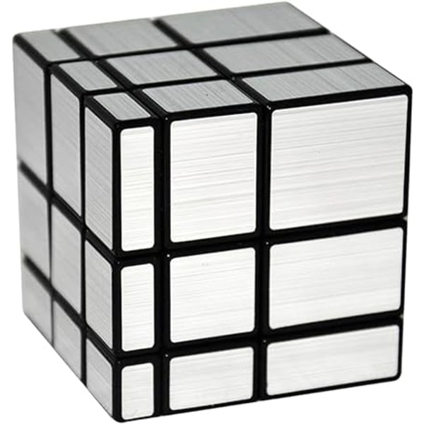 Spegel Magic Cube High Speed ​​Puzzle Cube med PVC-klistermärken för barn och vuxna, silver på svart, 1 st