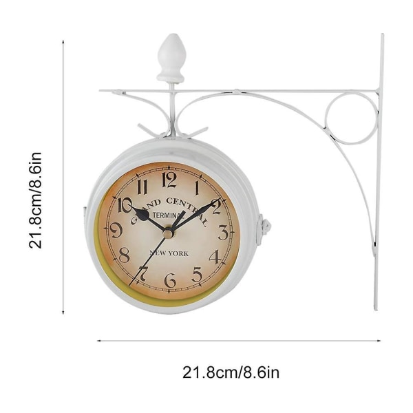 Trädgård Väggklocka Retro Vardagsrum Dubbelsidig Ljudlös Metallvägg