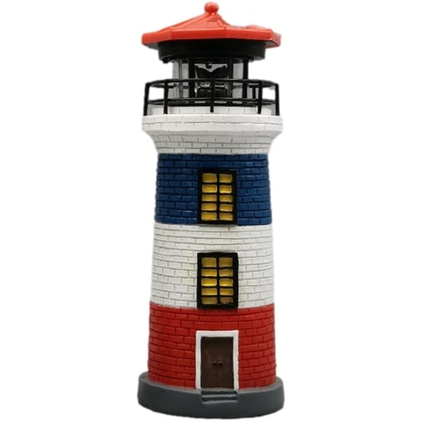 Solar Lighthouse, IP44 vattentät stil Trädgårdslampa Trädgård Harts Dekorativ Lighthouse Lighthouse Ornament red blue white