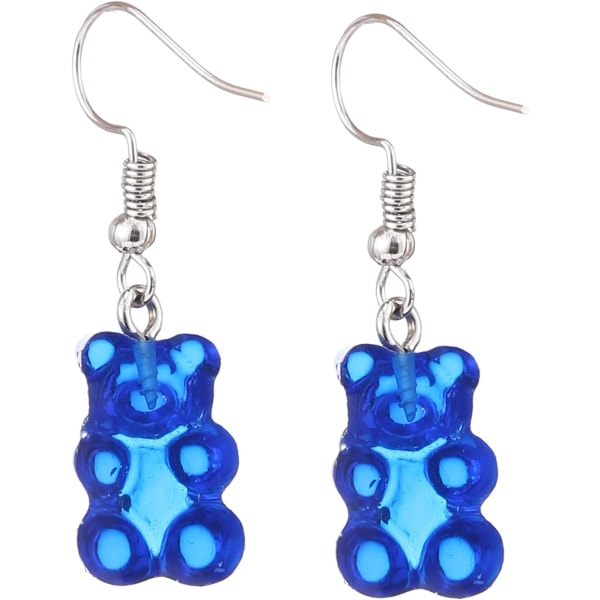 3 par Candy Bear örhängen Transparent Cartoon Gummy Bear Dangle örhängen för kvinnor tjej blue