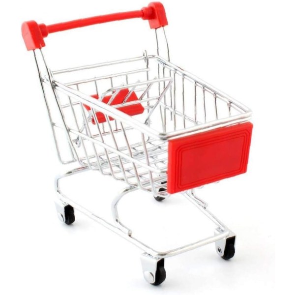 Mini kundvagn med utfällbar barnstol och rullande hjul Idealisk för kontorskök eller allmänt hem Röd