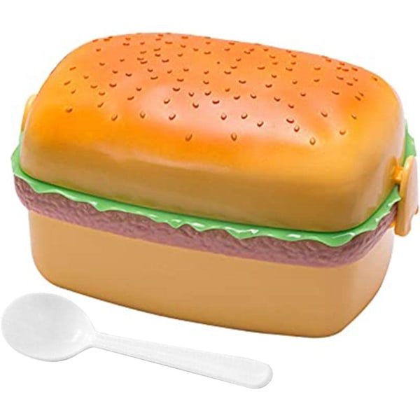 3-vånings lunchlåda, hamburgermatbehållare, läckagesäker lunchlåda för barn, bärbar söt hamburgermatlåda, 1 st 16.5*12*10.2 cm