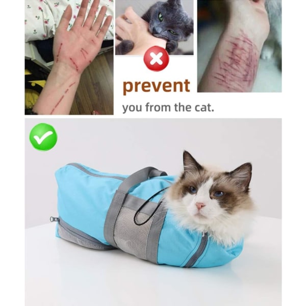 Cat Restraint Bag- Cat Carrier and Grooming Bag för veterinärbesök, tandvård, nagelklippning och bilresor