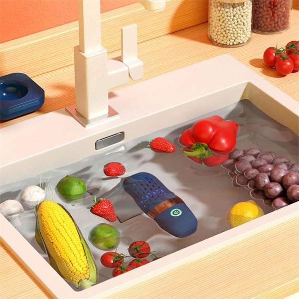 1st frukt- och grönsaksrengöringsmaskin IPX7 vattentät frukt grönsaker tvättrengöring 3000mAh USB trådlös frukt grönsak Was