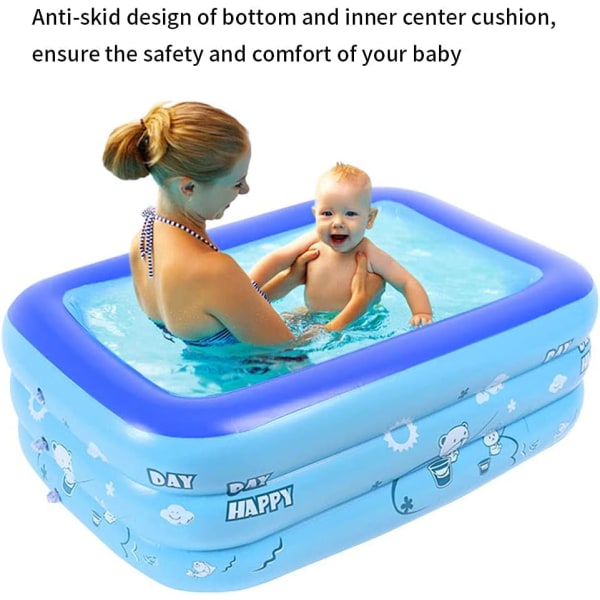 Uppblåsbar pool barnbassäng rektangulär uppblåst baby Bakgårdsbassäng 1 st