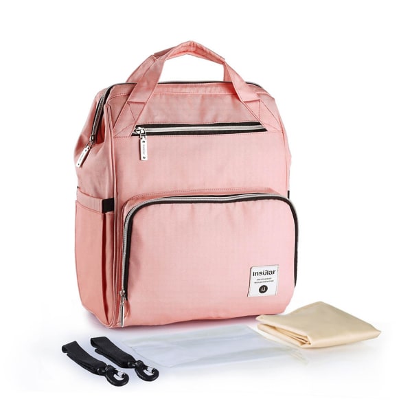 Multifunktionsväska med stor kapacitet Moder-baby-ryggsäck Vattentät mode Pink