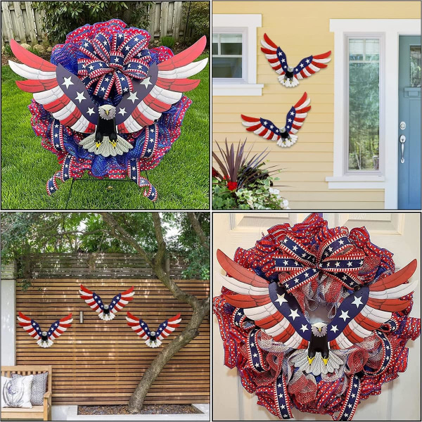 Amerikanska flaggan Bald Eagle Patriotisk Skulptur Amerikansk flagga Bald Eagle Väggkonst Metallväggkonst Tålig bil Motorcy