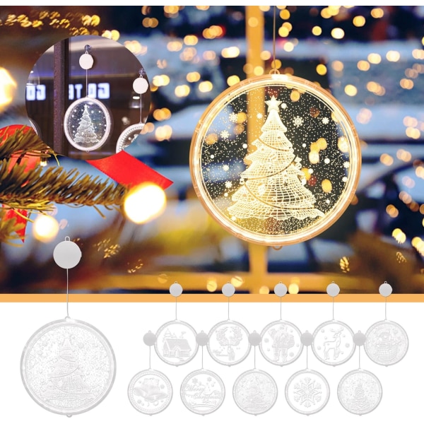Juldekorationer Dekorativ jullykta LED-batteriljus Bell Deer Ljusslinga Akryl Nyhet Semester Par tree