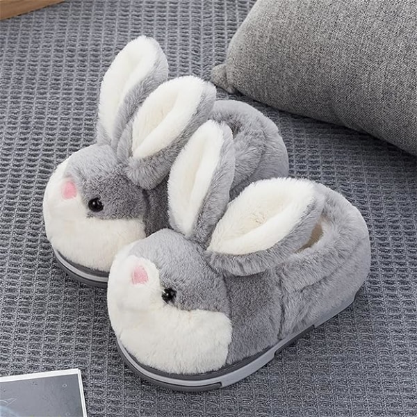 Kanin bomullsskor Bunny tofflor hem tofflor Varma plysch tofflor djur tofflor skor för kvinnor 34-35cm