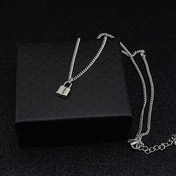 Mini hänglås hängande halsband Titanium Rolo Cable Chain halsband modesmycken