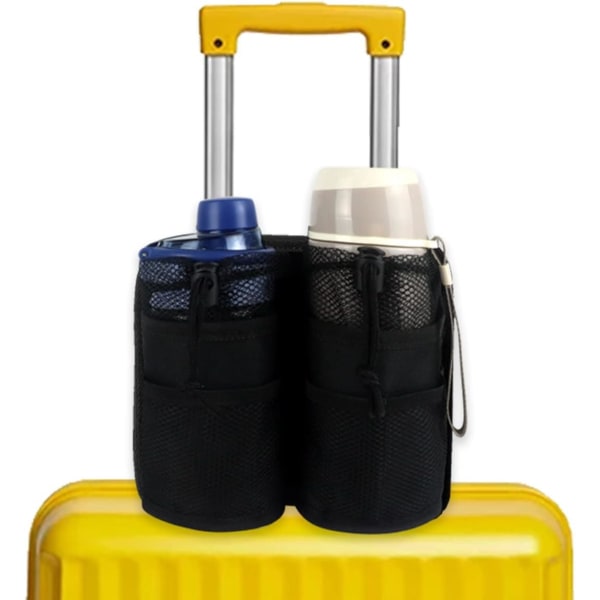 Bagagemugghållare Handsfree Bagage Resbagage Mugghållare Hopfällbar resedryck med 2 kopphållare