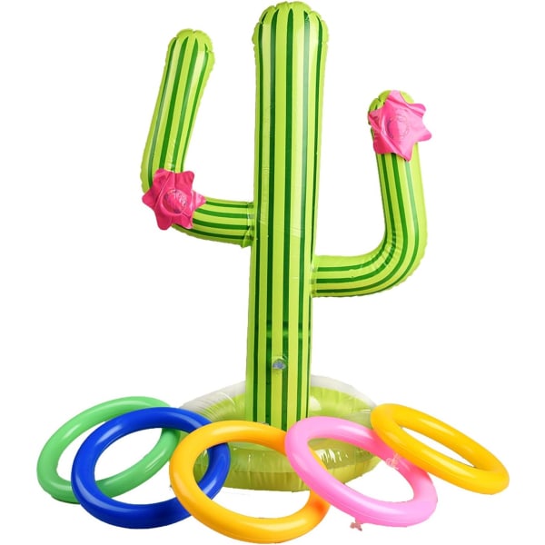 5 st (Slumpmässig färg) Uppblåsbara Cactus Ring Toss Game Set med uppblåsbara Cactus Color Uppblåsbara ringar för festdekoration