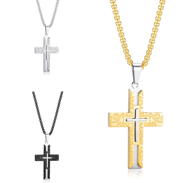 Cross Pendant Mångsidigt rostfritt stål Cross Pendant halsband för både män och kvinnor black