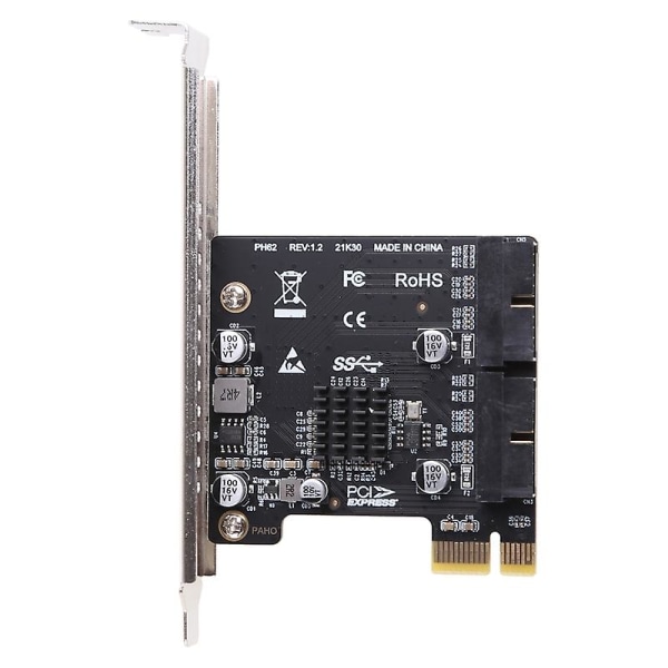Pcie-adapter Pci-e 1x till 2-portars USB 3.0 19/20pin Mining Riser-kort kompatibelt för stationära datorer
