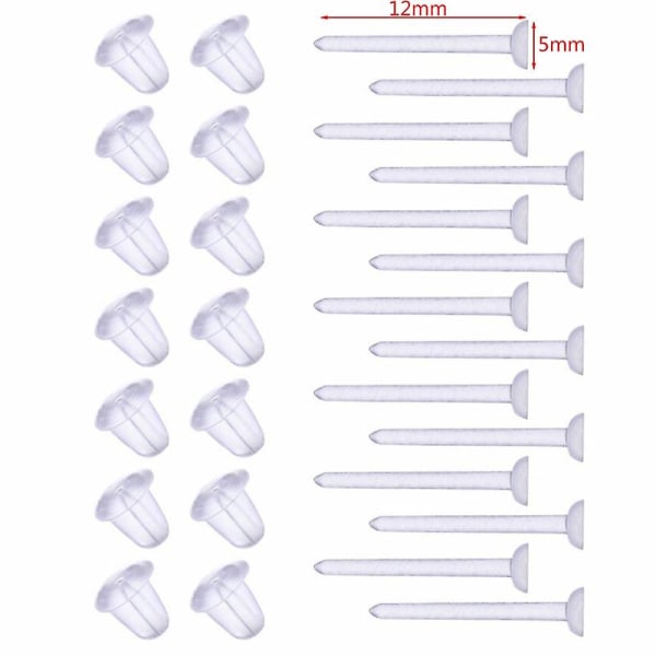 100 kit genomskinliga plastörhängen inkluderar genomskinliga öronnålar Öronsäkerhetsryggar