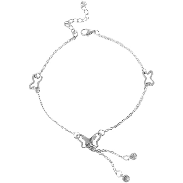 10 st Temperament Butterfly Tofs Anklet Hollow Butterfly Foot Chain För Kvinnor Flickor (Guld) Silver