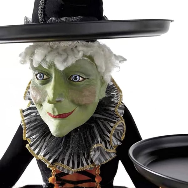2ST Halloween Witch Bordsserver häxa med hattdisplay Godis skål Stativ Tiered brick Dessertställ Ｓ
