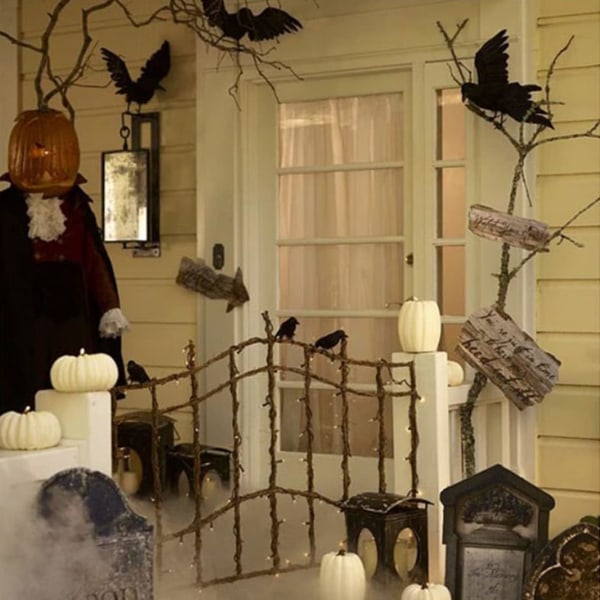 1 st konstgjord kråka halloween simulerad kråka simulerad korp Realistisk halloween fest dekoration gård trädgård prydnad (30 cm, med W