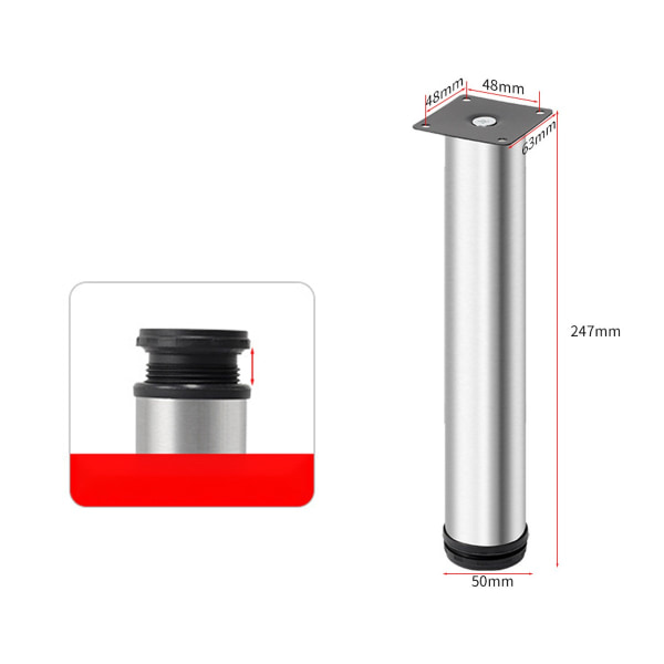 Möbelben Skåpsfötter i rostfritt stål till skåpsoffa Köksoffa Bokhylla 50*250mm