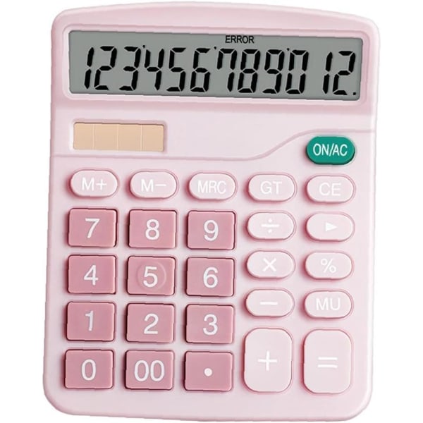 2st Desktop Miniräknare Standardfunktion Elektronisk Basic Stor 12-siffrig LCD-skärm Big Button Miniräknare för Daily Office Pink