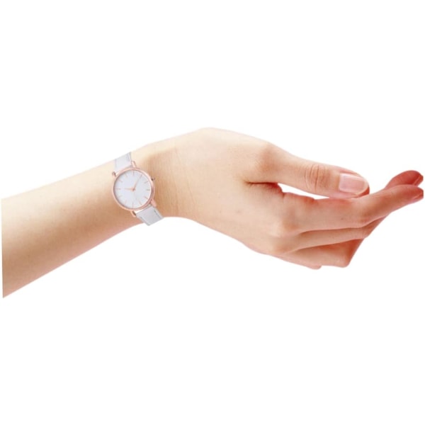 Watch Analog Quartz Simple Dial Watch med läderarmband Handled Snygg justerbar armbandsur Vit 2PC