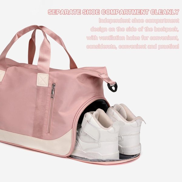 Resväska Torr våt Separerad väska Duffelväska Sportväska med skofack för gymsportresor män kvinnor light pink