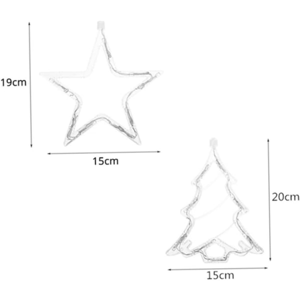 Julgardinljus, 2-pack, stjärn- och julgransled fönsterljus, batteridriven, 22 cm hängande ljus för festaffär