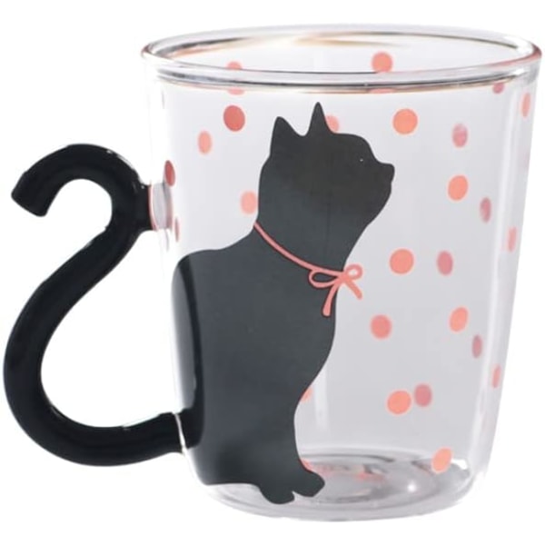 Söt Creative Cat Kitty Glasmugg Kopp Tekopp Mjölkkopp Kaffekopp Rosa - Vattenglas red