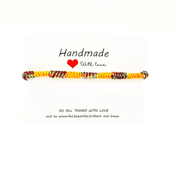 3st handgjorda vävda armband Justerbara färgglada strängarmband för kvinnor män (röd) Yellow