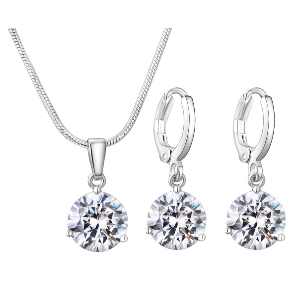 Silver hänge halsband set för kvinnor engagemang mode smycken gåva
