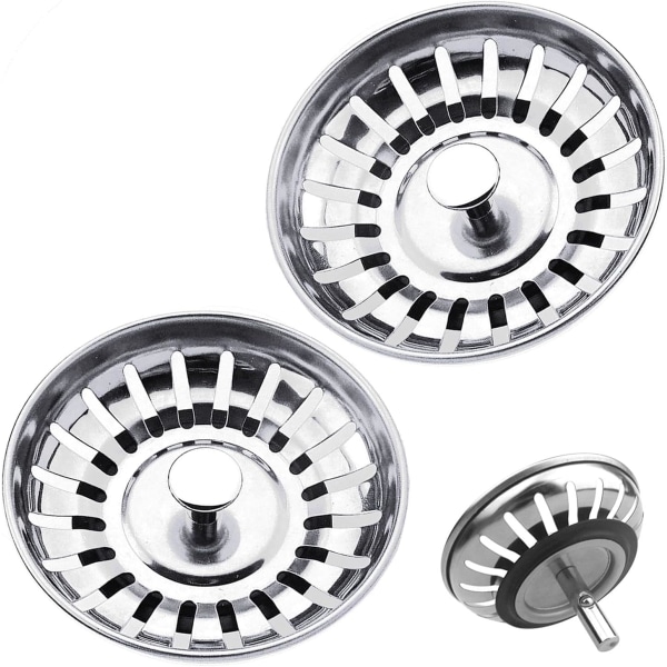 Silplugg för diskbänk i rostfritt stål förtjockning för K Silver-2 Pack 78mm