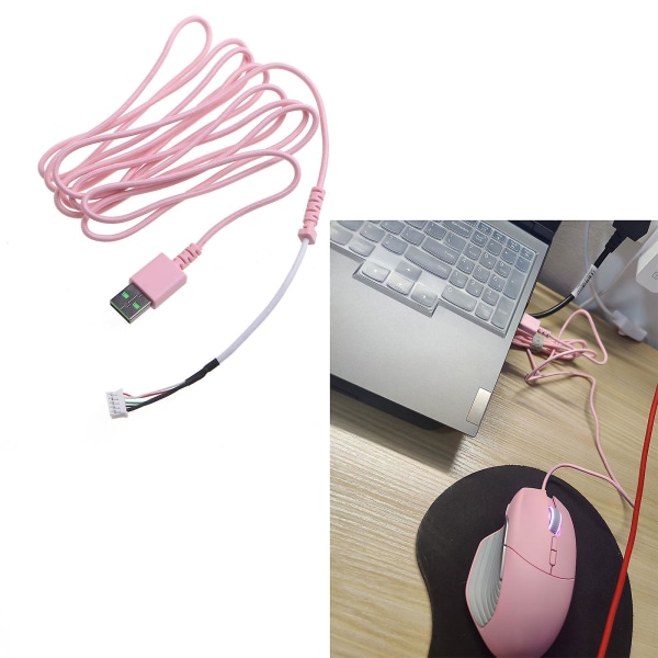 1,8 meter USB -muskabel sladd Pvc-möss-bytesledning för Razer Basilisk trådad spelmus, ersättningsdel Reparationstillbehör Rosa