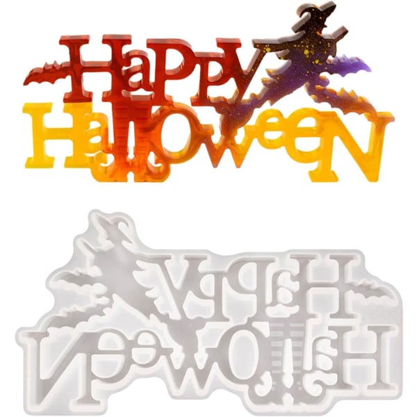 Happy Halloween Letters Witch Form, DIY Halloween Desktop Ornaments Cake Fondant Form för Candy Cake P