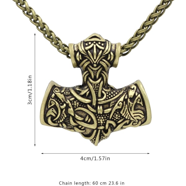3st hammarhalsband för män | Thors Hammer Pendant Chain, Vintage Leather Chain Hammer Amulet Pendant för män