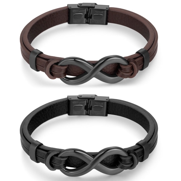 Armband Snyggt Infinity-armband i rostfritt stål med justerbar läderrem, hållbart och håller i flera år brown