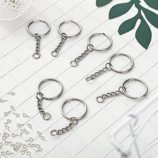 Delad nyckelring med kedja Gör-det-själv hantverk Smycken Metallnyckelringar Tillbehör Silver