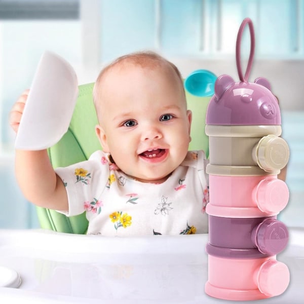 Formelbehållare - Stapelbar baby - förvaringslåda för spädbarnsmjölkpulver, 4-lagers formeldispenser för tr