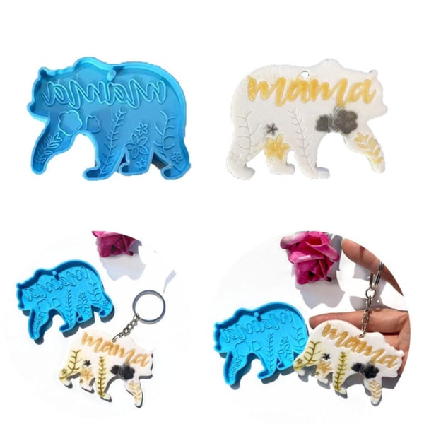 Mother Bear Nyckelring Mould Kristall Epoxi Kreativ Silikonform Mould