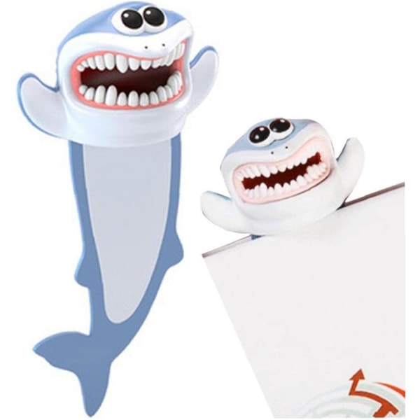 Söta hajbokmärken, roliga 3d-djurbokmärken Klädda djur bokmärke Brevpapper för barn Student