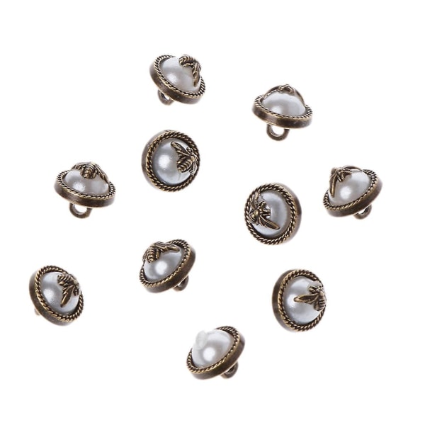 10 st 10 mm Faux Pearl Bee knappar för sömnad överrock Bröllopshantverk Scrapbookin