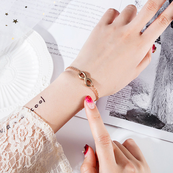 Armband med oändlighetssymbol Rose Gold Armband för kvinnor Eleganta och snygga handsmycken rose gold