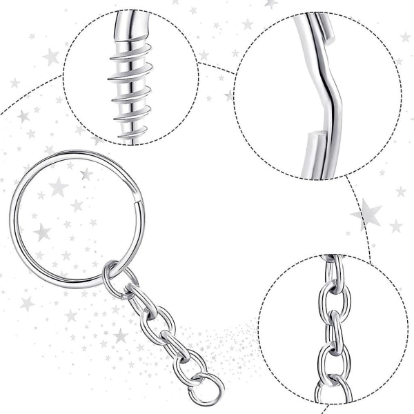 Delad nyckelring med kedja Gör-det-själv hantverk Smycken Metallnyckelringar Tillbehör Silver