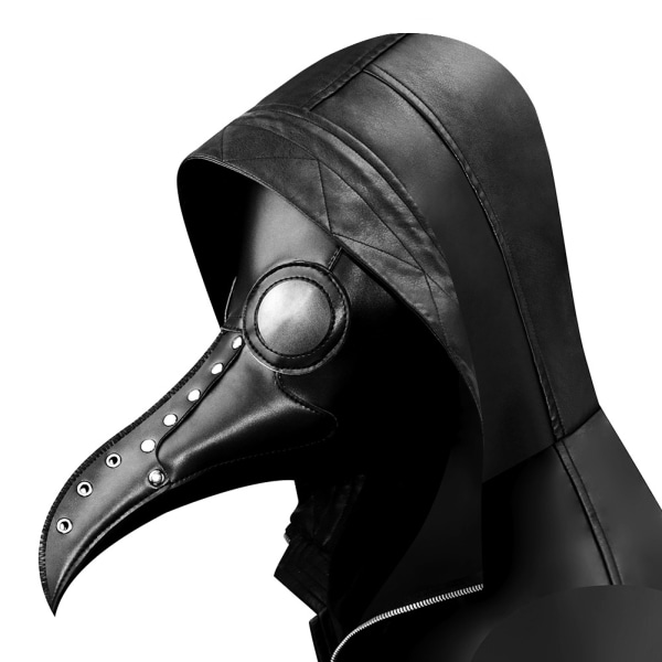 PartyCostume Plague Doctor Mask Svart Läder Lång Nos Fågelnäbb Steampunk Masker Kostymrekvisita