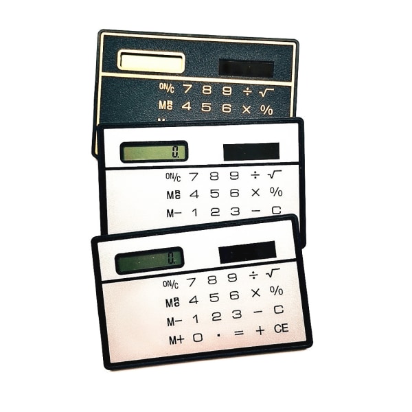 Ultratunn miniräknare Bärbar Mini Slim Solar Power Pocket Calculator för skola, hem och kontor Black