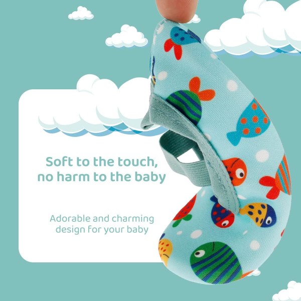 Anti-halkskor Baby Skor Halkfri botten och anti-dropprem Cartoon Baby Skor med utsökta mönster barfota  Blue Fish S