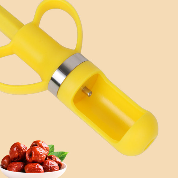 Fruit Core Remover Plast Multifunktionell Effektiv Jujube Pitter Köksverktyg Bekvämt handtag yellow