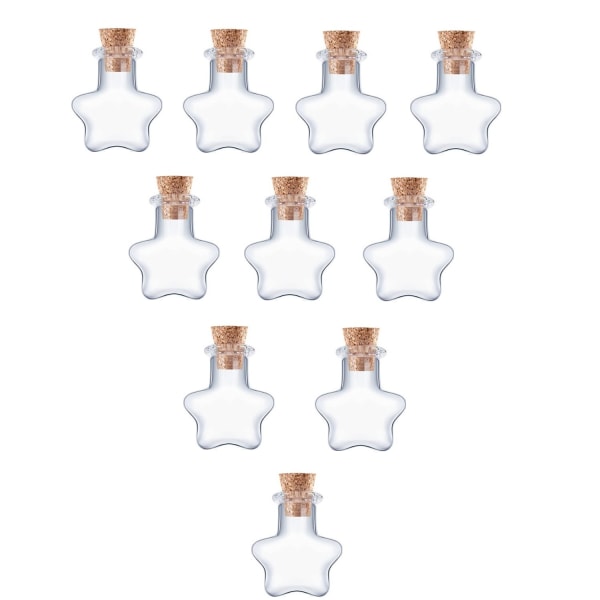 10x Liten Glasflaska Mini Potion Flaska Mini Kork Glasflaska Bröllop Klar