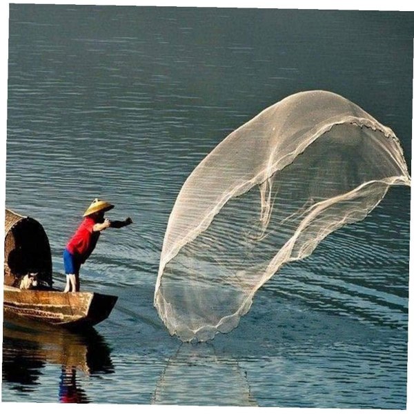 1 st gjutnät Nylon Bärbart handgjutet fiskenät Saltvattenfiske Fångstnät för betesfälla Vit fisketillbehör Nät