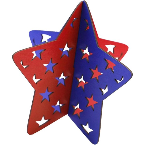 4 juli Amerikanska flaggan Bordsdekor 5 st självständighetsdagen Amerikanska flaggan Mönster Stjärna Träskylt Patriotisk festdekor f