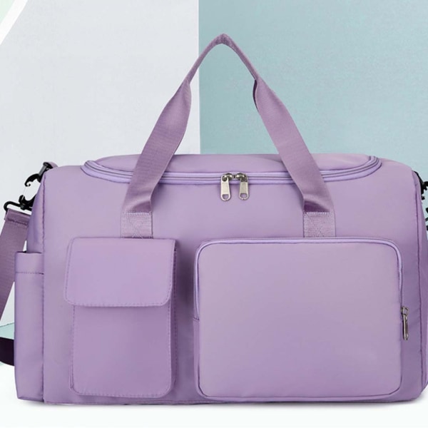 1st gymväska, resväska sportväska övernattningsväskor, bärbar reseväska Lätt vattentät resväska Handbärare purple